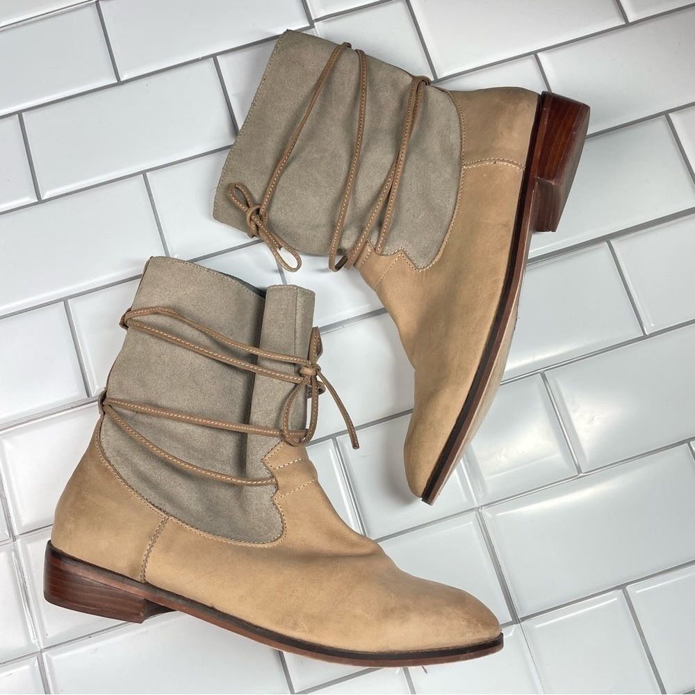 Anthropologie Latigo Pogo Tie Back Boots 10M - Picture 2 of 10